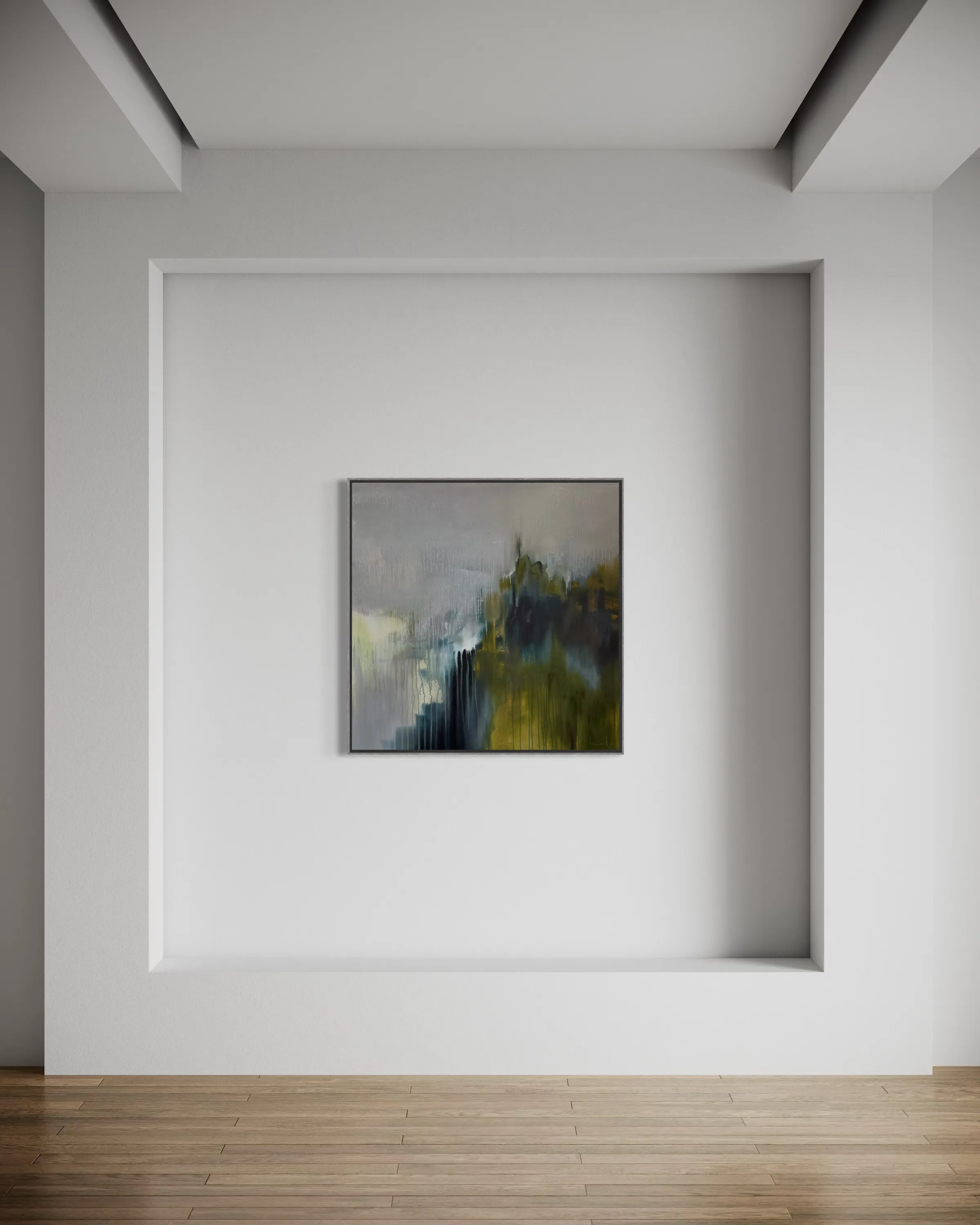 Image of After the rain  by Aliona Koroliova, size: 90x90, made of mixed media on canvas, Painting medium, from Kyiv, part of the Where it is quiet  series, priced at €900 (≈ 46,142 грн) Photo 2 of 7.
