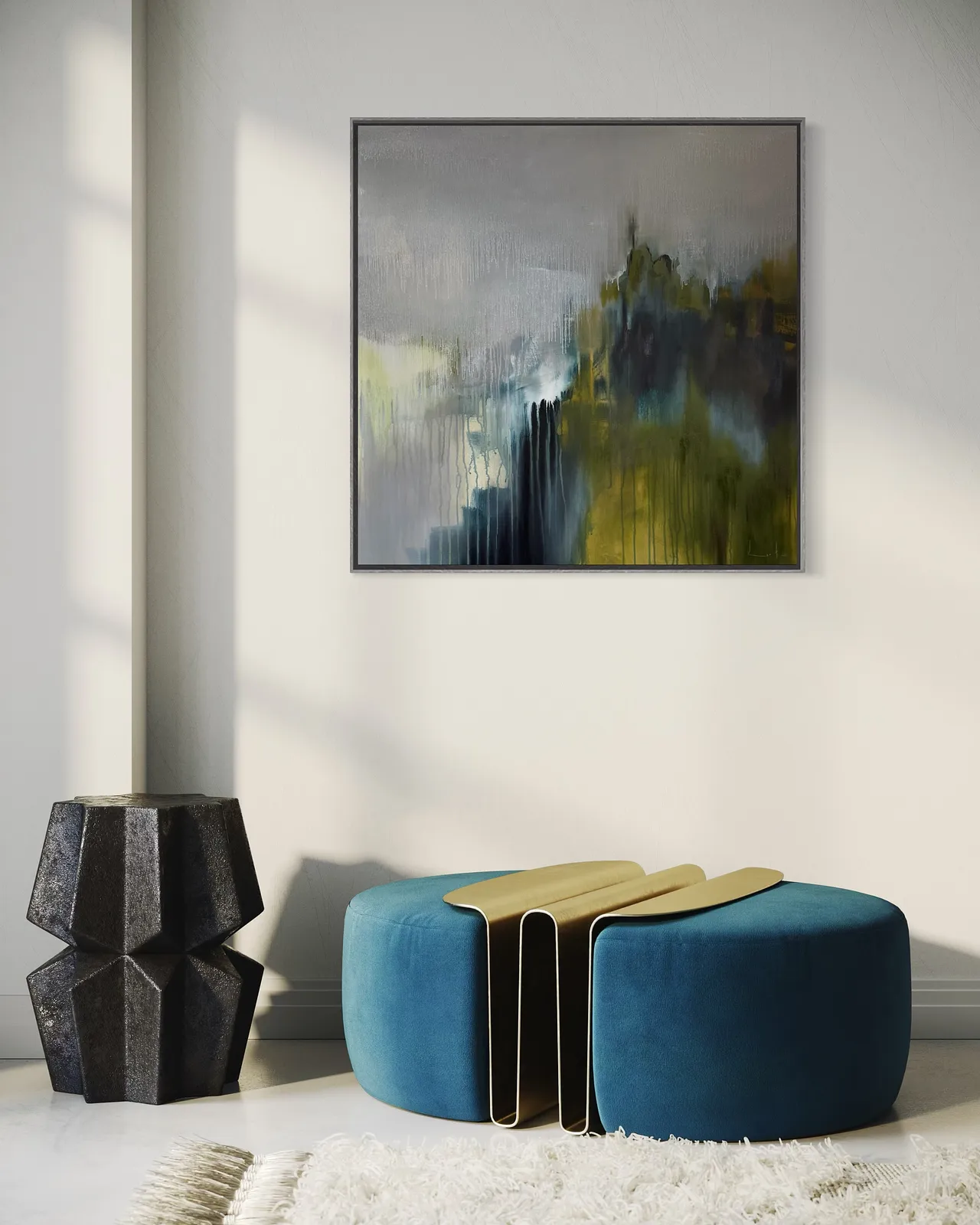 Image of After the rain  by Aliona Koroliova, size: 90x90, made of mixed media on canvas, Painting medium, from Kyiv, part of the Where it is quiet  series, priced at €900 (≈ 46,142 грн) Photo 4 of 7.